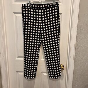 Banana Republic Womens Pants 10 Black White Dress Plaid Avery‎ Ankle Mid Rise